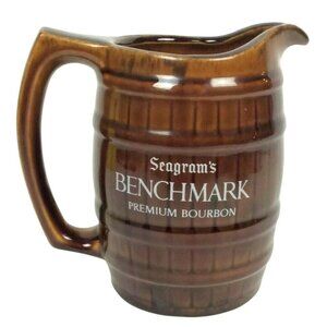 Seagrams Benchmark Premium Bourbon Barrel Ceramic Pitcher Vintage Whiskey Jug